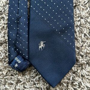 Bronzini Navy Blue White polka dot Tie
